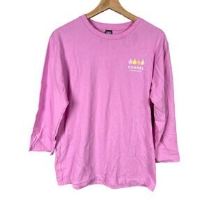 Chanel Fragrance Everywhere Pink Long Sleeve Women Shirt Size Medium